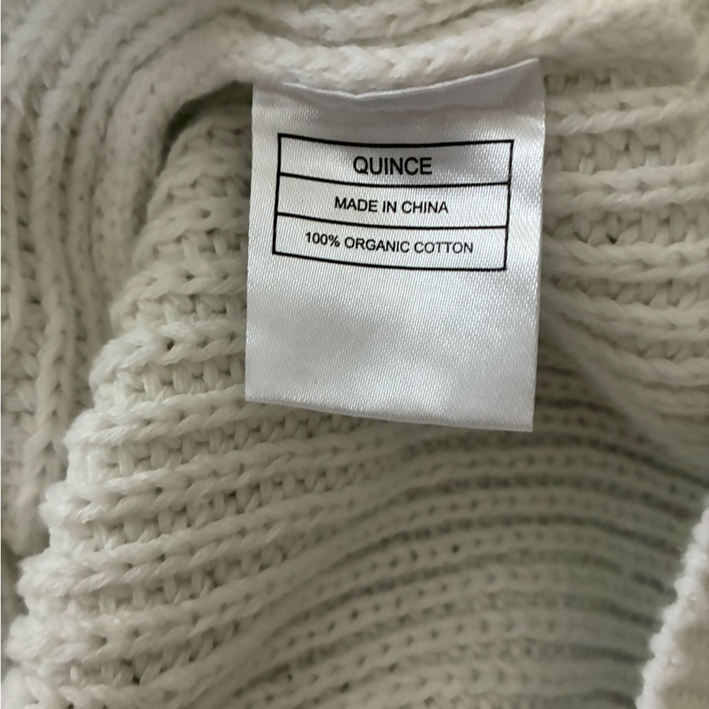 Quince Ivory 100% Organic Cotton Fisherman Crew Sweater size Medium - Picture 6 of 6